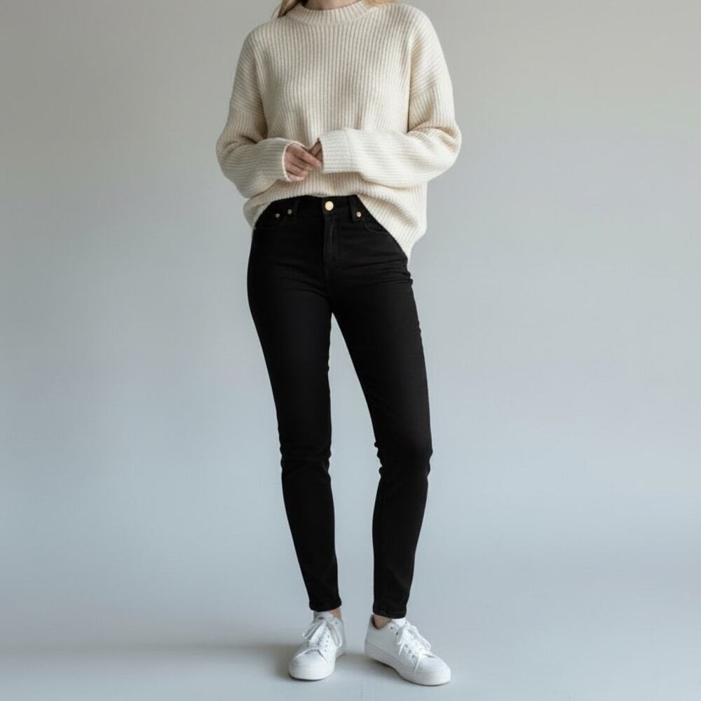 FRAME Le Skinny De Jeanne Jeans NWT Women's Sz 28 Black Mid Rise Everyday Chic